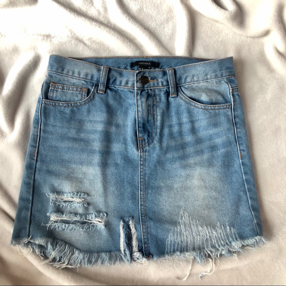 Forever21 Distressed Denim Skirt